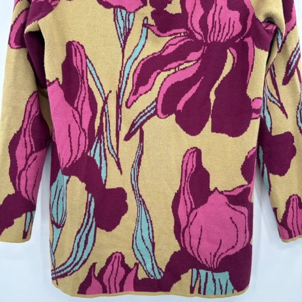 Floral Knit Scoop Neck Sweater in Mustard & Berry